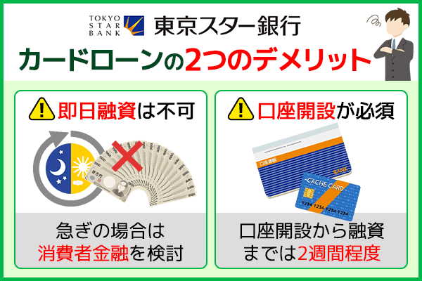 東京スター銀行カードローンには申込時に2つのデメリットがある