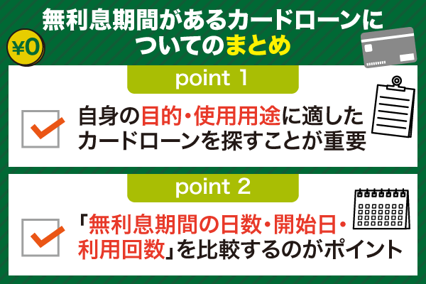 無利息期間のあるカードローンについてのまとめ