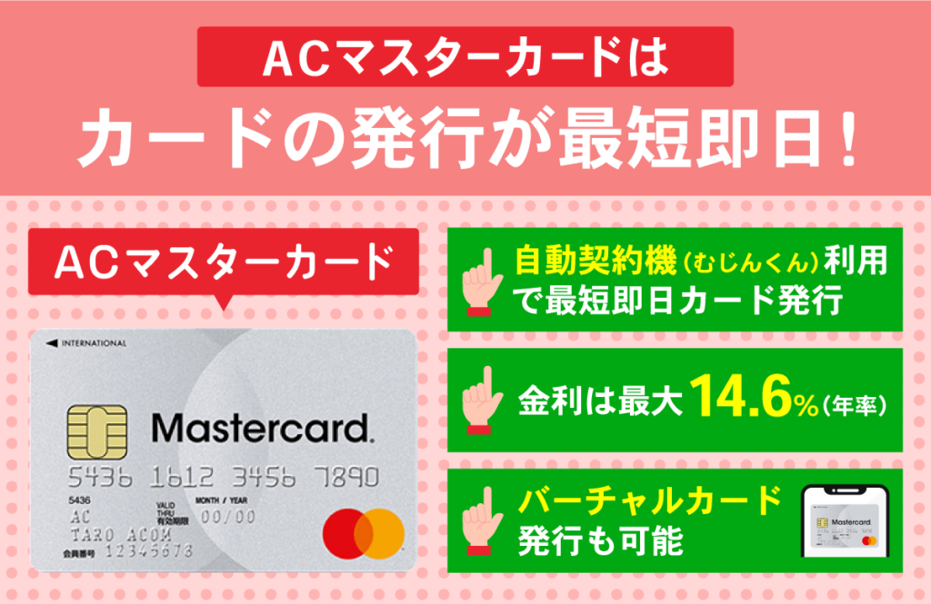 ACマスターカードの写真1枚と特徴3点を掲載した特徴図