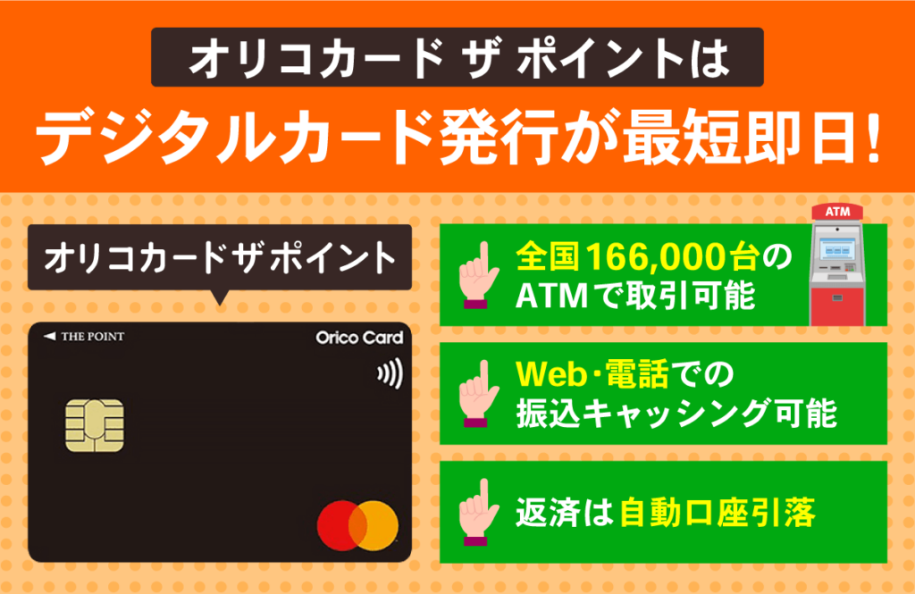 オリコカード ザ ポイントの写真1枚と特徴3点を掲載した特徴図