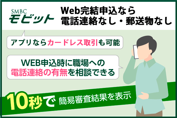 SMBCモビットはWeb完結なら電話連絡なしで簡単に借入可能