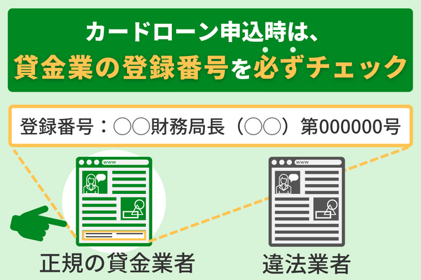 カードローン申込時は貸金業登録番号の確認が必須