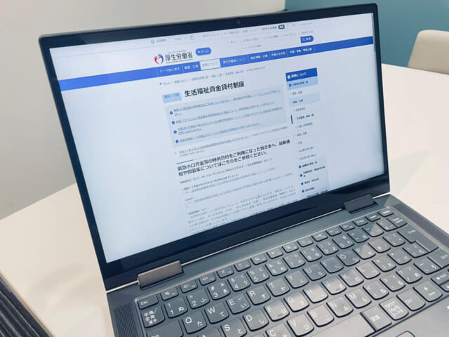 国の支援制度に関するWebページ