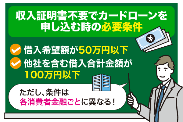 収入証明書不要でカードローンを申し込む時の必要条件2点