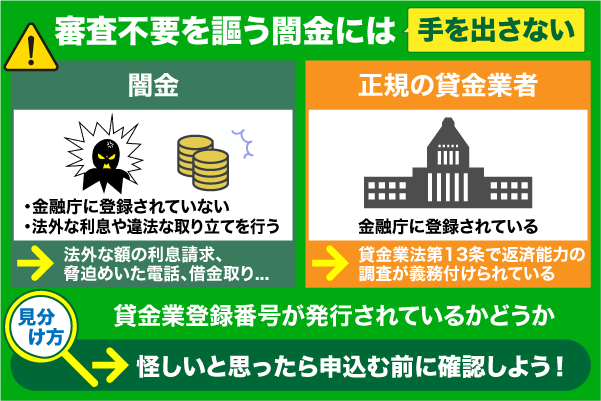 闇金と正規の貸金業者の違いと見分け方のポイント