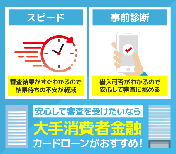 消費者金融が安心して審査を受けられる理由について説明した列挙型画像