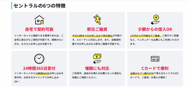 セントラルの特徴を記載したキャプチャ