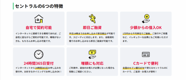 セントラルの公式画面のキャプチャ