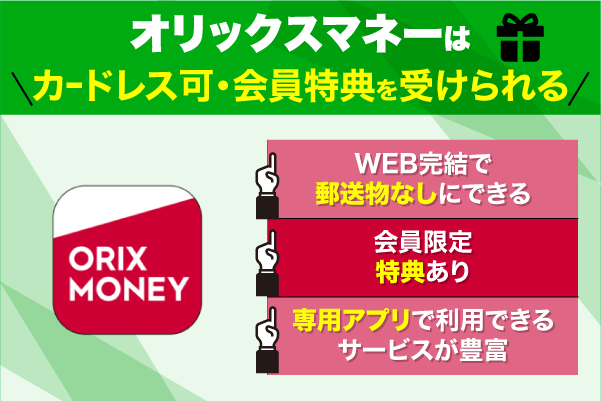 オリックスマネーの写真1枚と特徴3点を掲載した特徴図