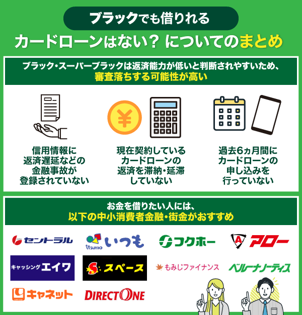 ブラックでも借りれるカードローンはない?についてのまとめ情報を解説している画像