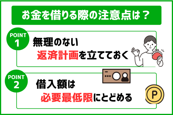 お金を借りる際の注意点を記載した画像