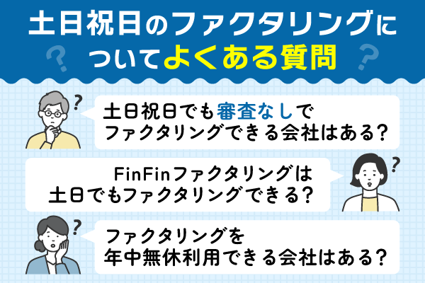 土日祝日のファクタリングについてよくある質問を紹介している画像