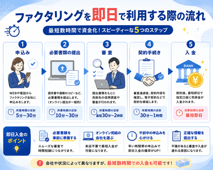 ファクタリングを即日で利用する際の流れ