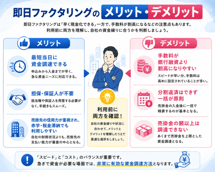 即日ファクタリングのメリット・デメリット