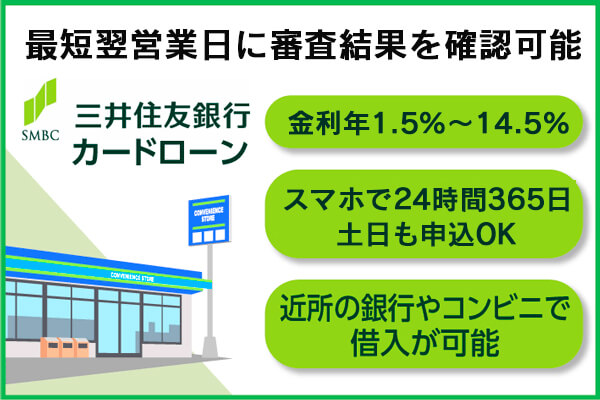 三井住友銀行カードローンは最短翌営業日に審査結果を確認可能